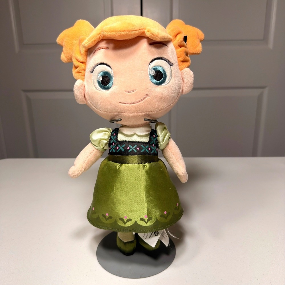 Disney Store Frozen Princess Anna Plush Doll Green Coronation Dress 12 Inch